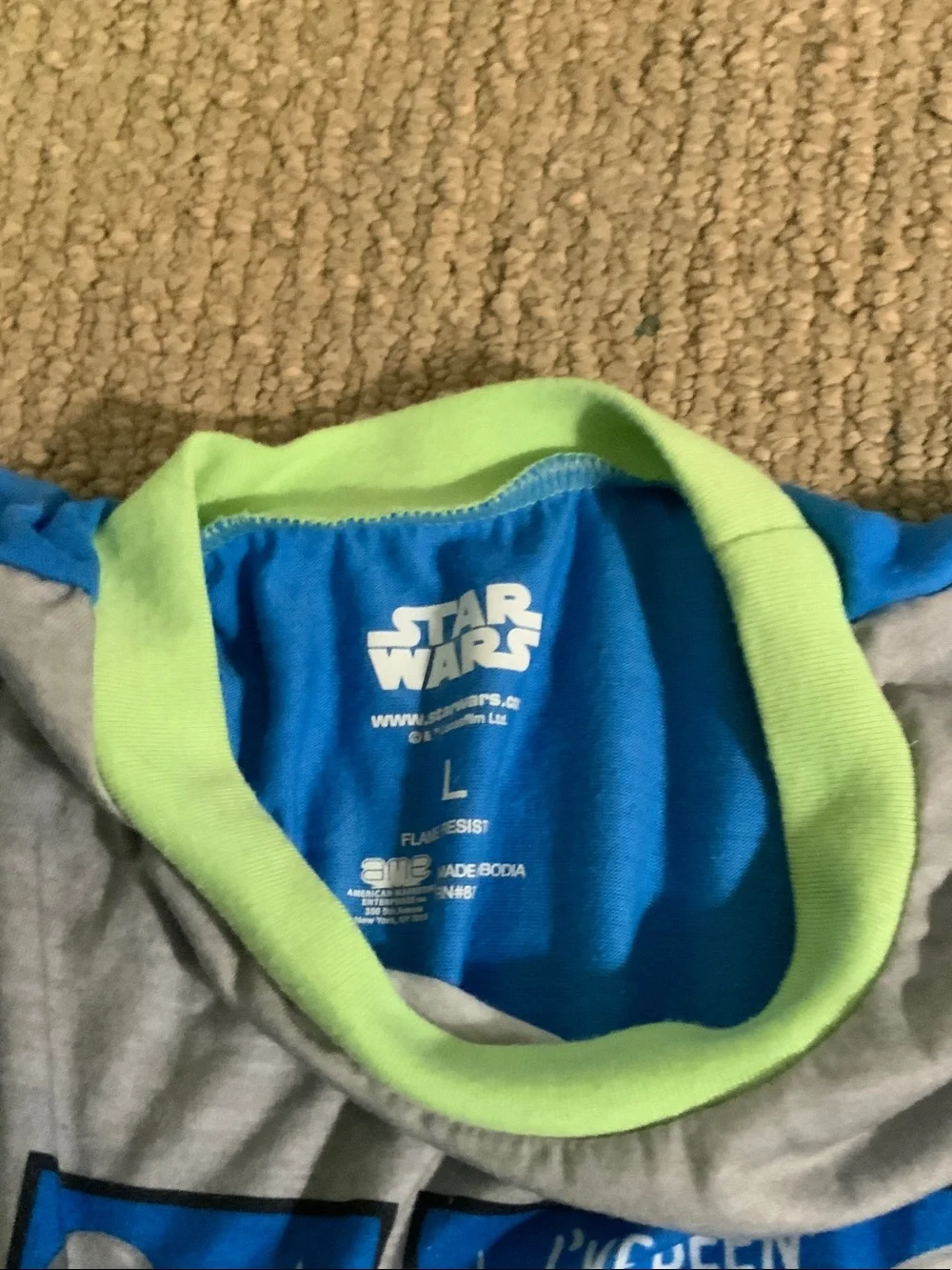 Star Wars Boys Gray Blue Green The Mandalorian Grogu Pajama Top